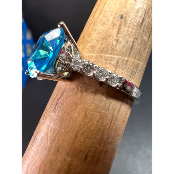 Vintage 14K White Gold Cushion Cut CZ Engagement Ring Size 7 - Picture 11 of 16